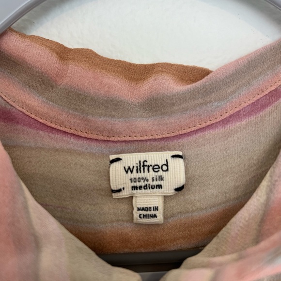 Wilfred Silk Peachy Stripe Button Up Blouse - Picture 6 of 12